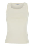 Max Mara Women 'Pentola' White Sleeveless Top With Square Neck And Tonal Logo Lettering Embroidery On The Front In Viscose Blend Woman