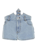 Coperni Women Blue Shorts With Crown-Shaped Design In Cotton Woman