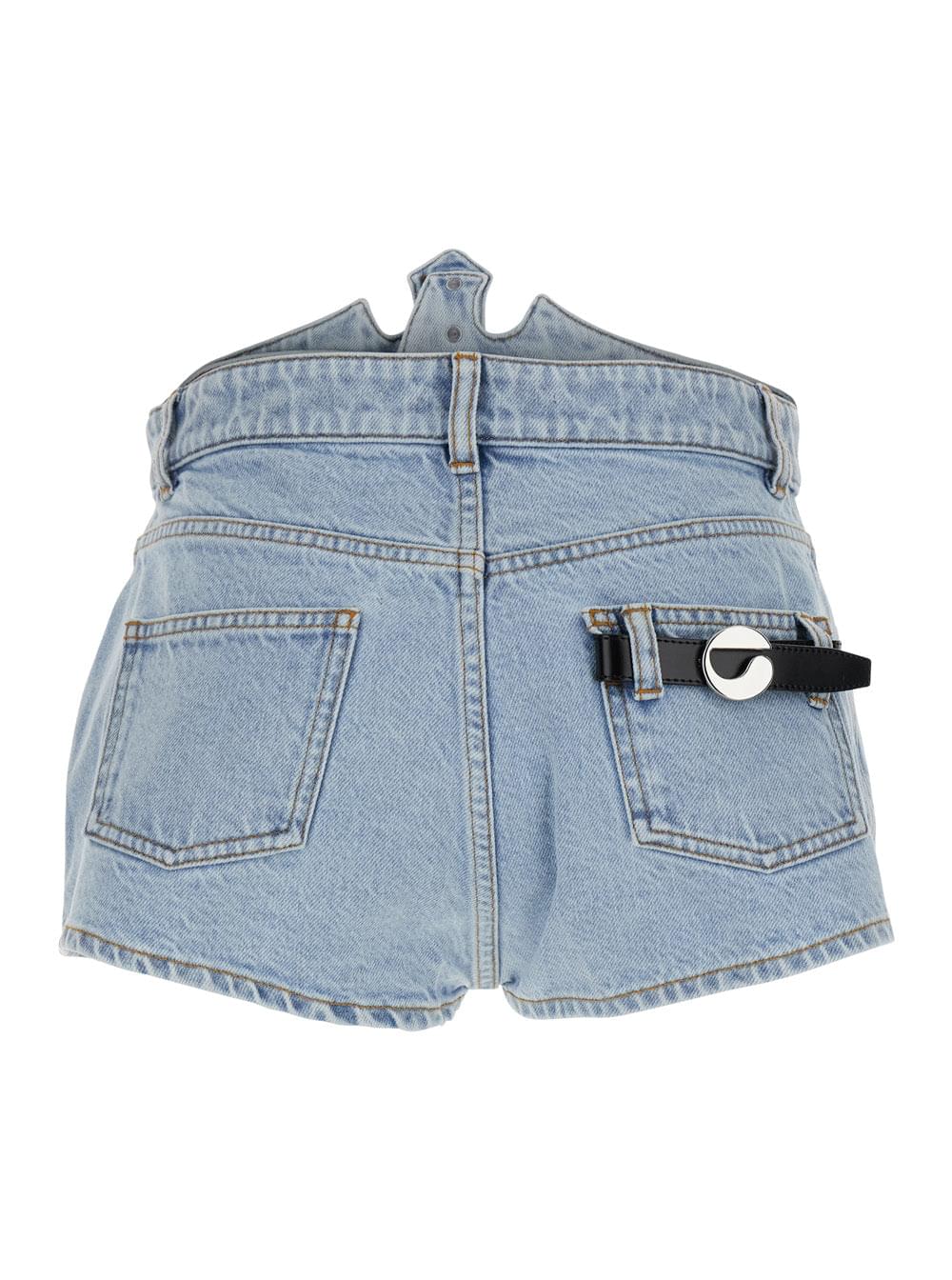 Coperni Women Blue Shorts With Crown-Shaped Design In Cotton Woman