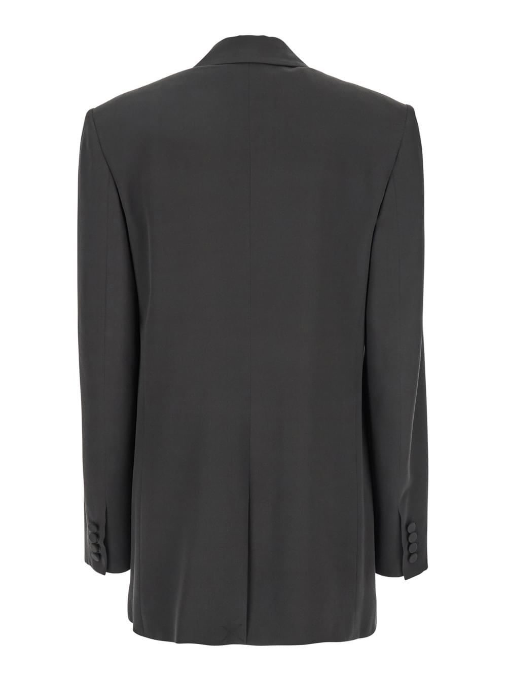Saint Laurent Women Grey Single-Breasted Jacket With Peak Revers In Silk Woman