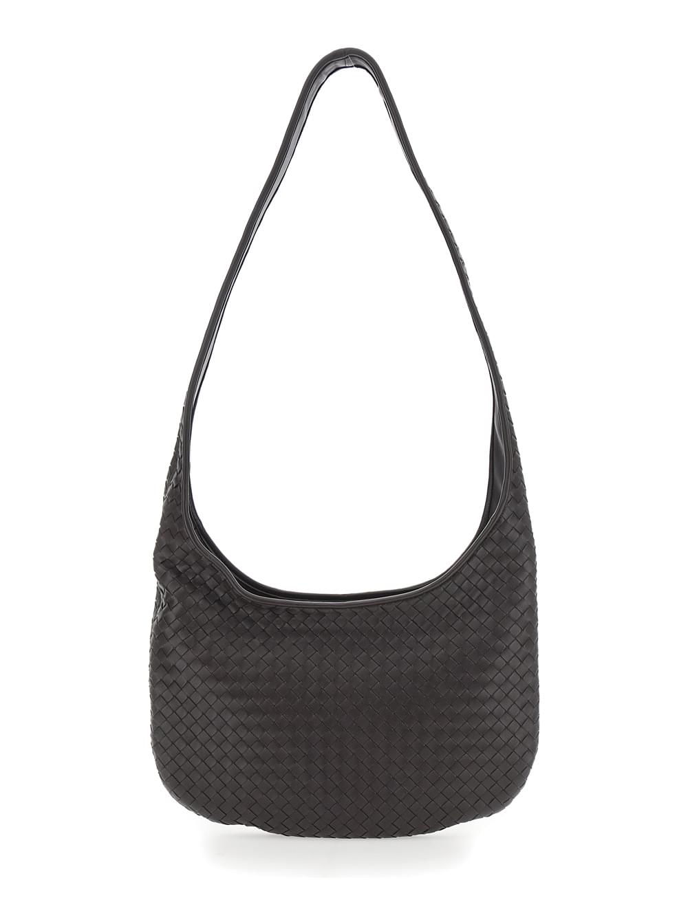 Bottega Veneta Men Brown  Crossbody Bag With Top Zip Closure And Intreccio Motif In Leather For Men