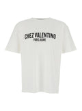 Valentino Men 'Chez' White Crewneck T-Shirt With Maxi Logo Print On The Front In Cotton Man