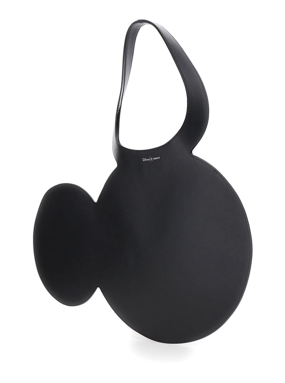 Coperni Women 'Mickey' Black Handbag With Cut-Out Handle And Logo Lettering On The Front In Leather Woman