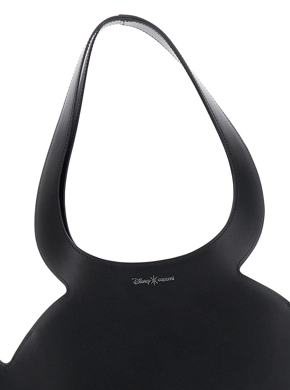Coperni Women 'Mickey' Black Handbag With Cut-Out Handle And Logo Lettering On The Front In Leather Woman