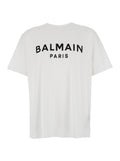 Balmain Men White Crewneck T-Shirt With Logo Lettering On The Front In Cotton Man