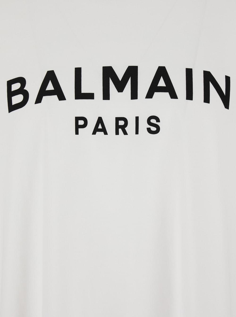 Balmain Men White Crewneck T-Shirt With Logo Lettering On The Front In Cotton Man