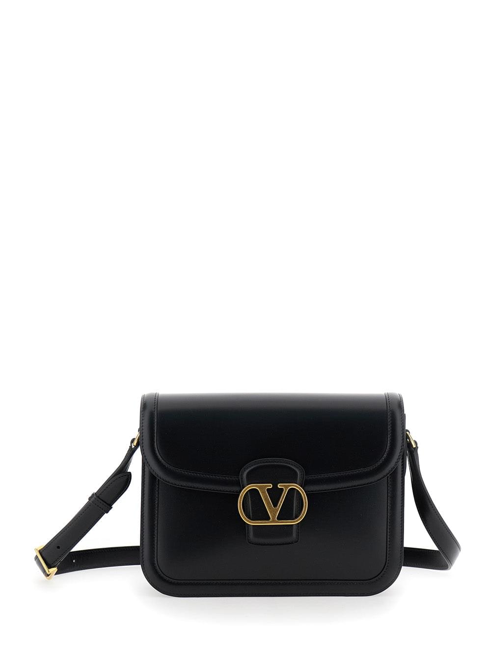 Valentino Garavani Men Black Shoulder Bag With Vlogo Detail On The Front In Leather Man