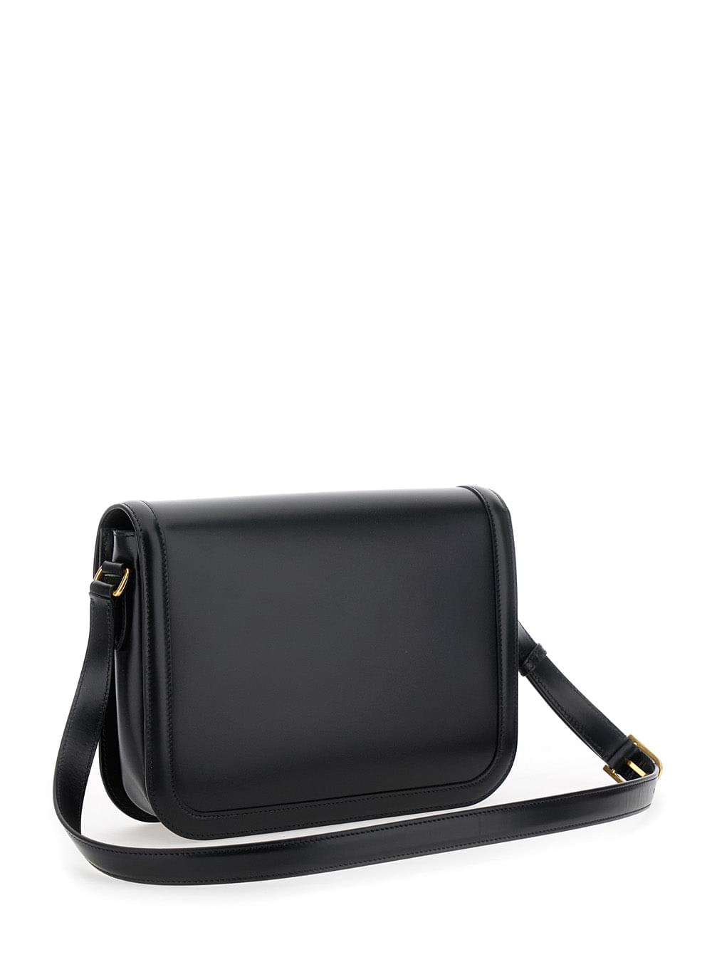 Valentino Garavani Men Black Shoulder Bag With Vlogo Detail On The Front In Leather Man