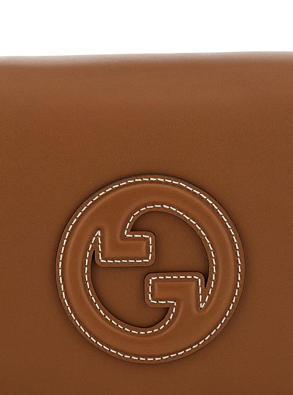 Gucci Women 'Blondie' Brown Handbag With Logo Detail On Front In Leather Woman