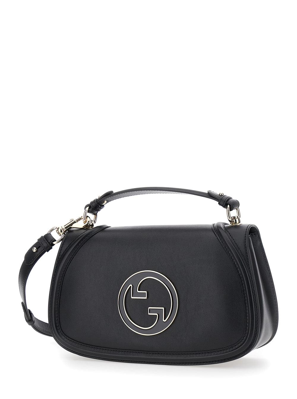 Gucci Women 'Blondie' Black Handbag With Gg Logo Plaque On The Front In Leather Woman