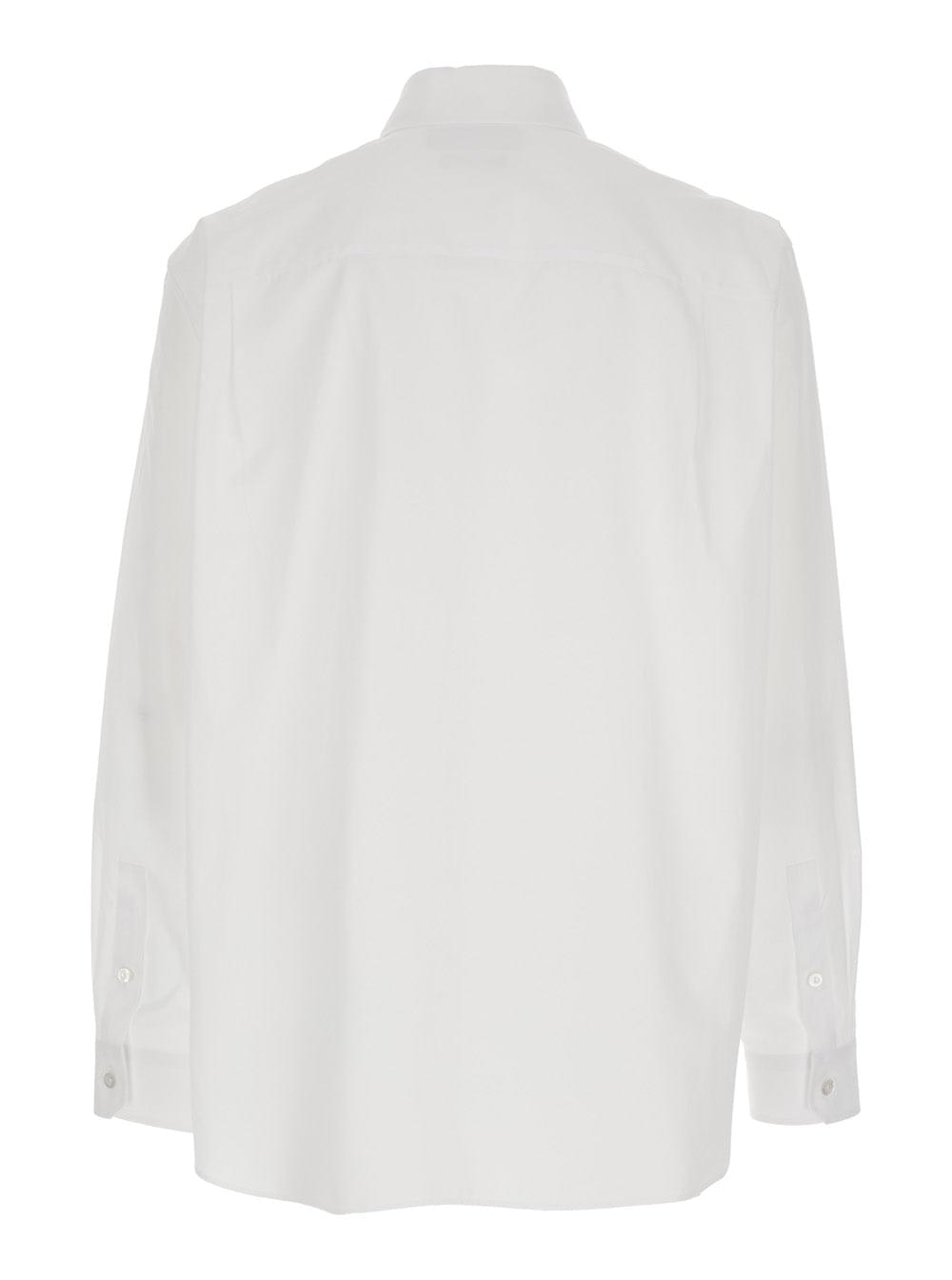 Gucci Men White Shirt With Classic Collar And Logo Detail On The Front In Cotton Man