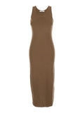 Max Mara Women 'Aceri' Brown Dress With Round Neck And Rear Single Slit In Wool Woman