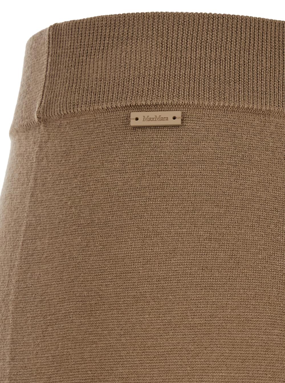 Max Mara Women 'Nigeria' Brown Pants With Elastic Waist And Wide Leg In Wool Woman
