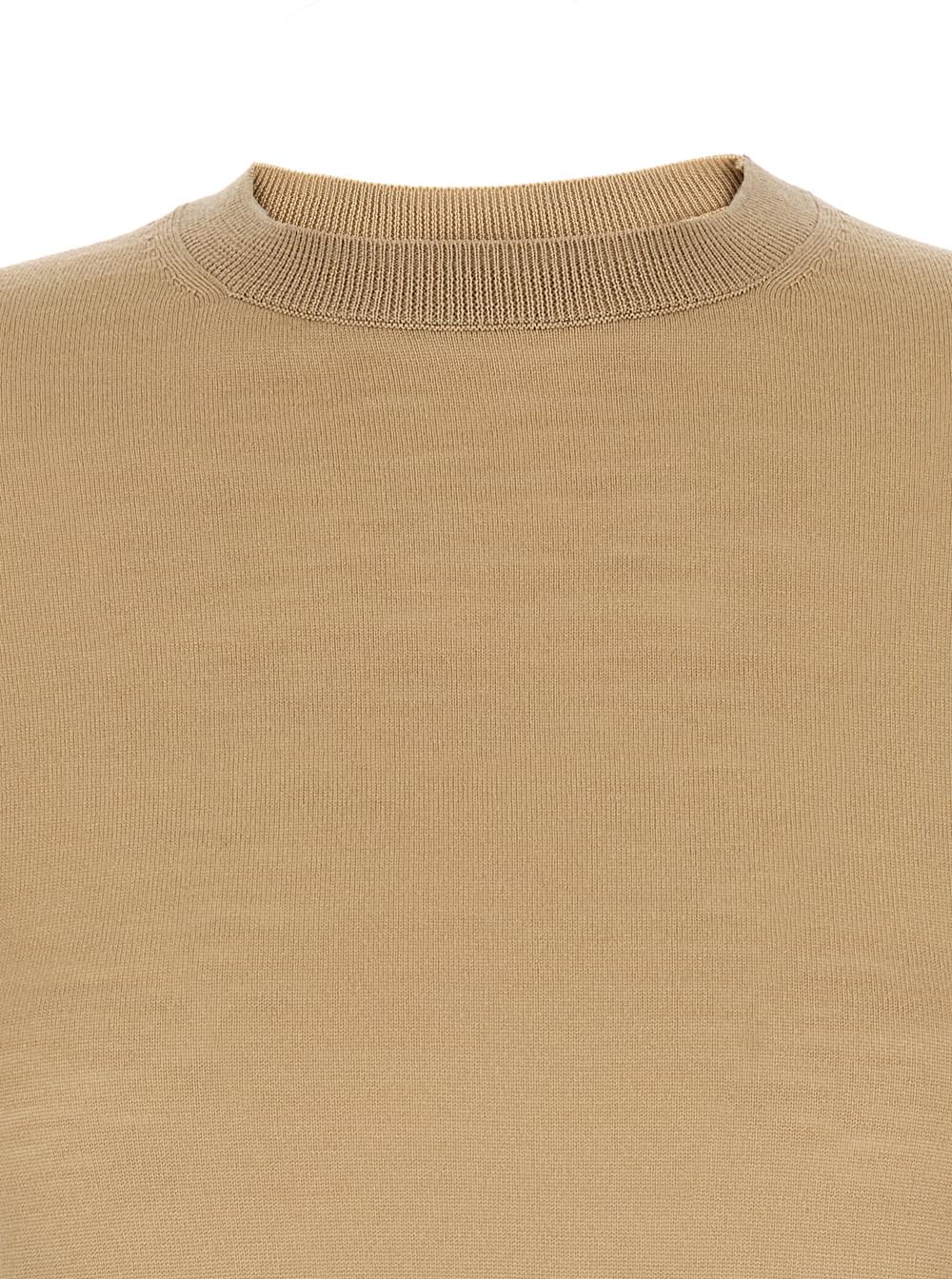 Max Mara Women 'Gerico' Beige Crewneck Sweater With Short Sleeves In Wool Woman