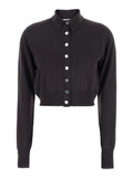 Sportmax Women 'Perseo' Black Cropped Cardigan With Button Down Collar And Ribbed Trims In Wool Woman
