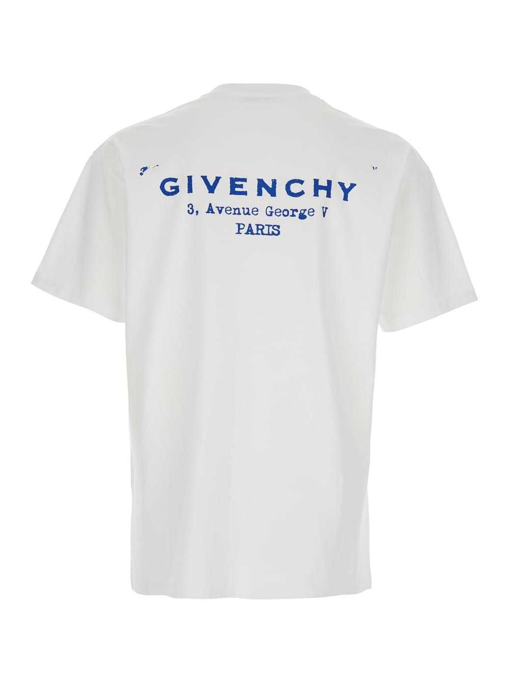 Givenchy Men White Crewneck T-Shirt With Logo Lettering On The Rear In Cotton Man