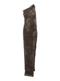 Rick Owens Women 'Athena Arrowhead' Brown Asymmetric Long Dress With Ruched Neckline And Side Single Slit In Viscose Blend Woman