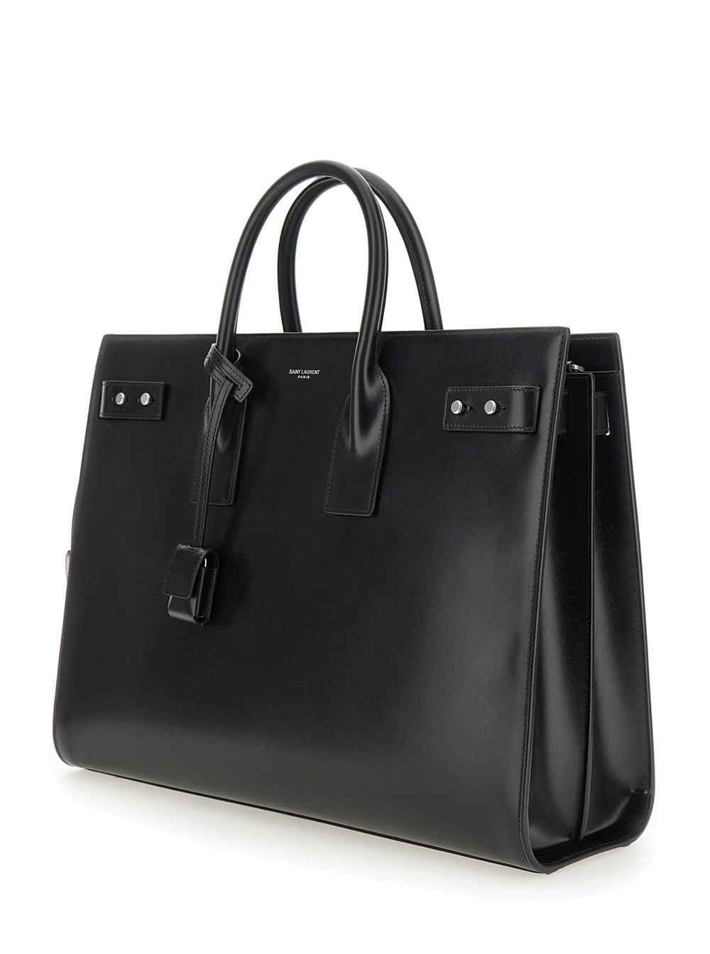 Saint Laurent Men Black Handbag With Adjustable And Removable Shoulder Strap In Leather Man