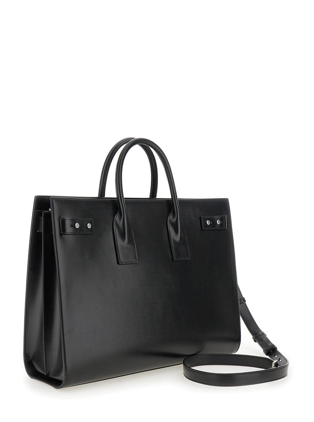 Saint Laurent Men Black Handbag With Adjustable And Removable Shoulder Strap In Leather Man