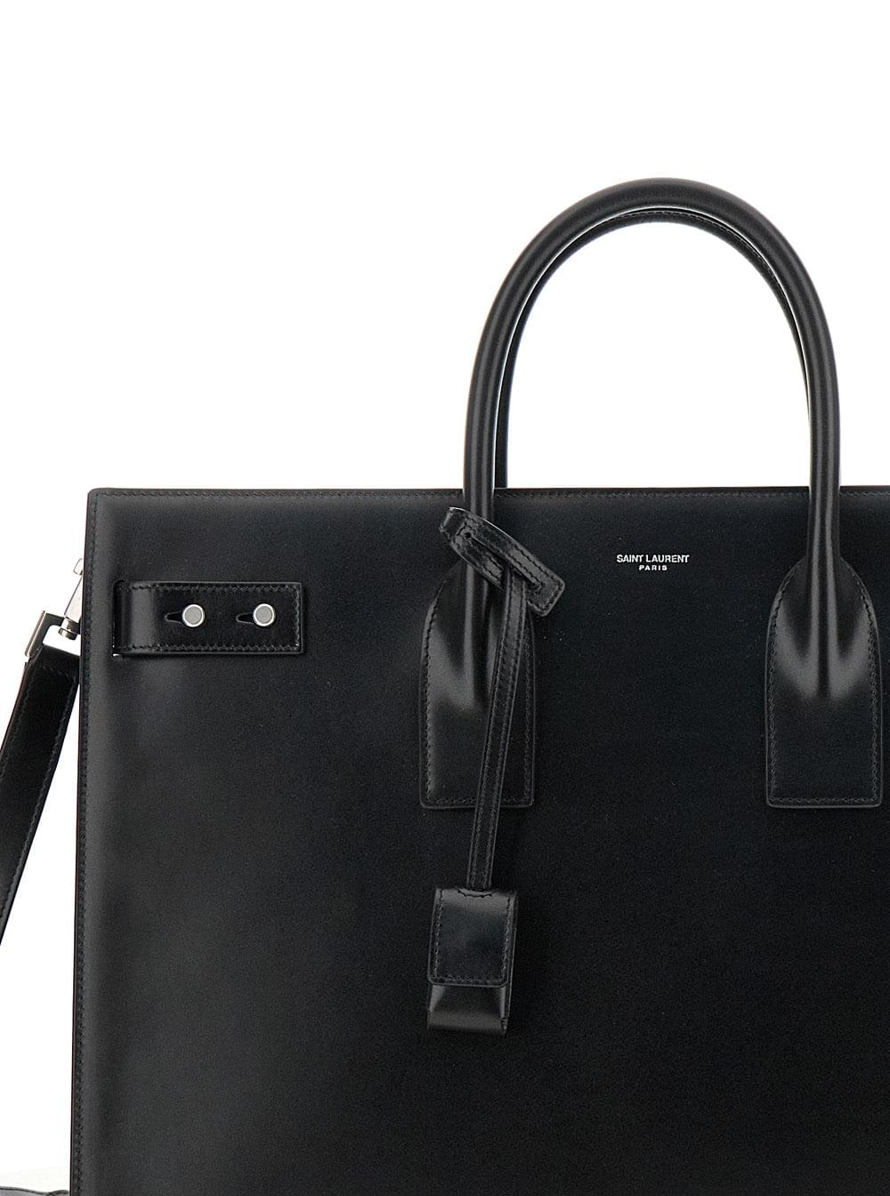 Saint Laurent Men Black Handbag With Adjustable And Removable Shoulder Strap In Leather Man