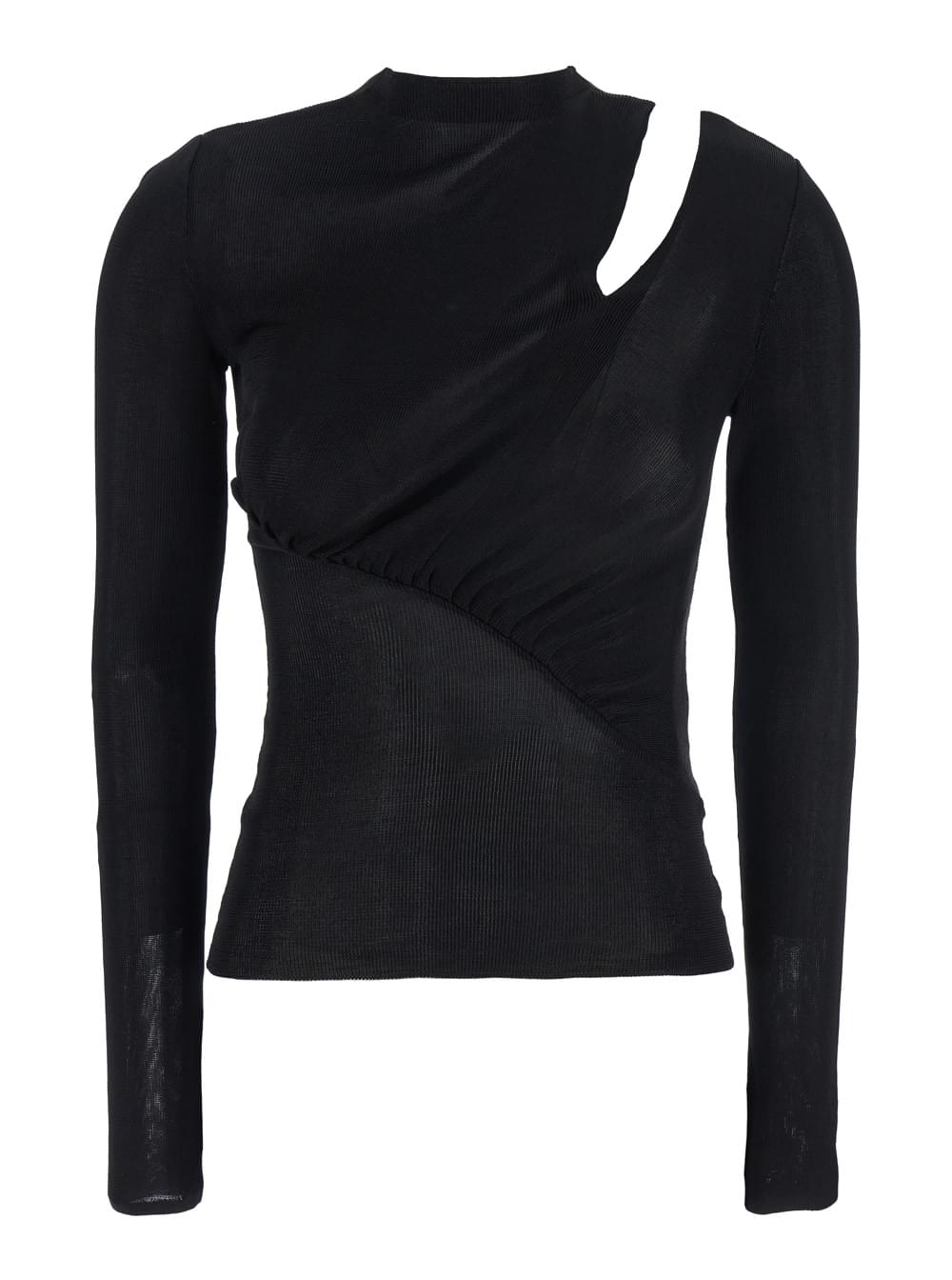 Self-Portrait Women Black Long-Sleeve With Cut-Out Detail In Viscose Woman