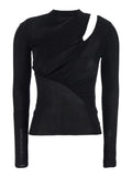 Self-Portrait Women Black Long-Sleeve With Cut-Out Detail In Viscose Woman