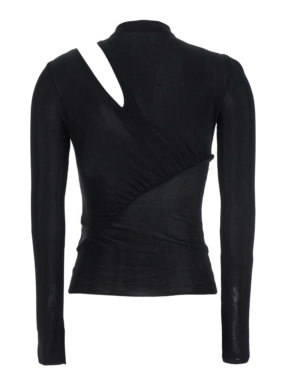 Self-Portrait Women Black Long-Sleeve With Cut-Out Detail In Viscose Woman