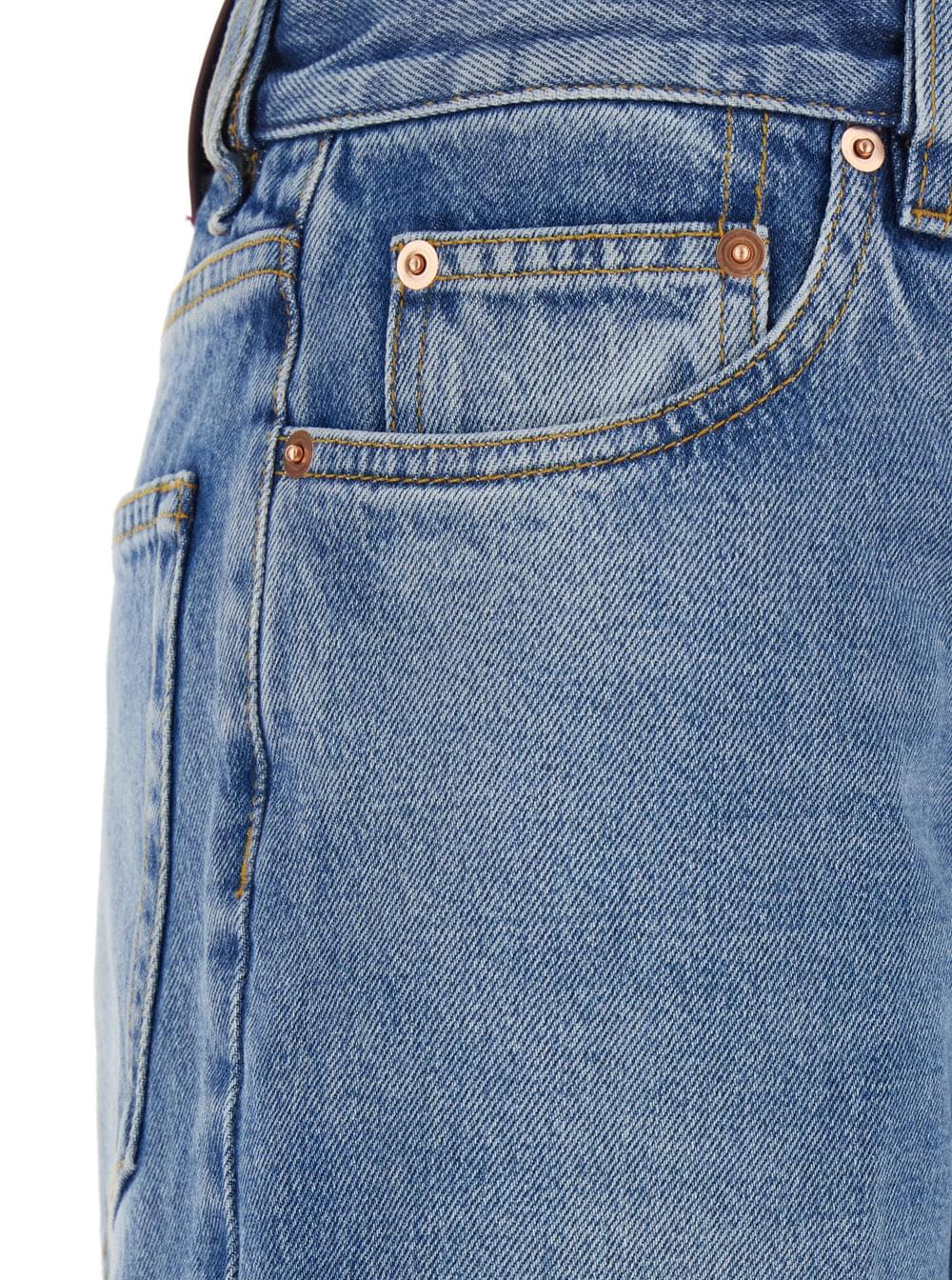 Gucci Women Blue Jeans With Logo Patch On The Rear And Faded Effect In Denim Woman