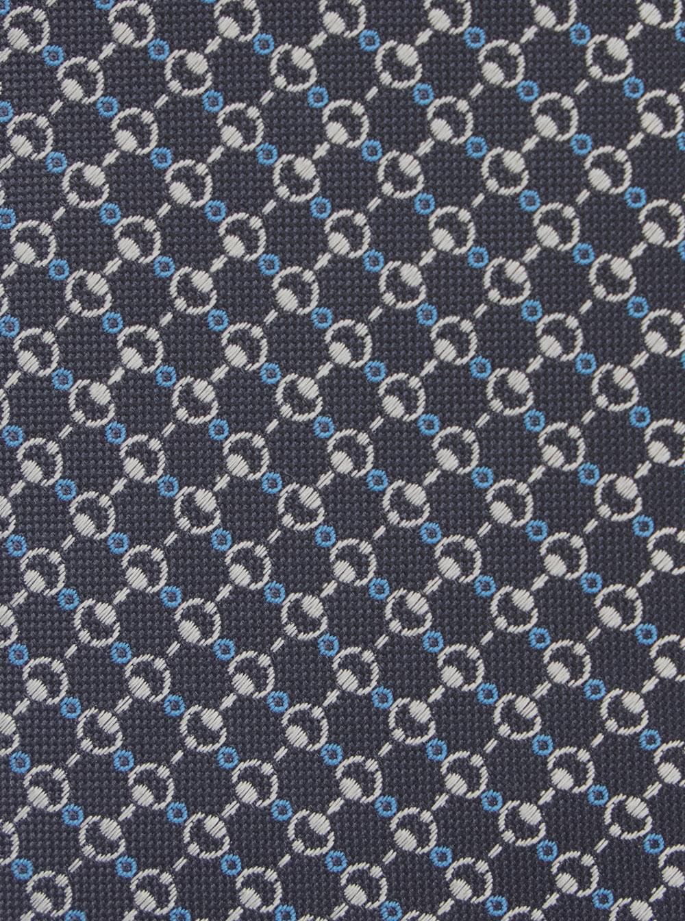 Gucci Men Grey Tie With All-Over Horsebit Print In Silk Man
