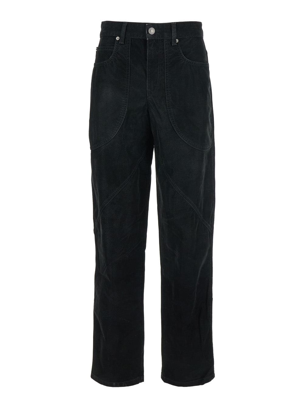 Isabel Marant Etoile Women 'Kelvina' Black Jeans With Logo Patch On The Rear And Tapered Leg In Denim Woman