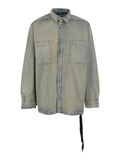 Drkshdw Men Light Blue Jacket With Classic Collar And Drawstring Detail On The Waist In Denim Man