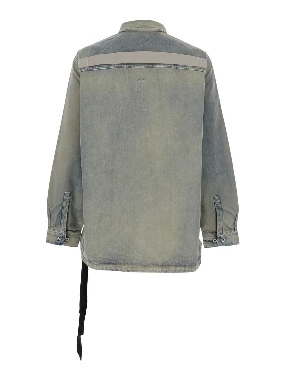 Drkshdw Men Light Blue Jacket With Classic Collar And Drawstring Detail On The Waist In Denim Man