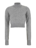 Sportmax Women 'Gubbio' Grey Cropped Sweater With High Neck In Cashmere Woman
