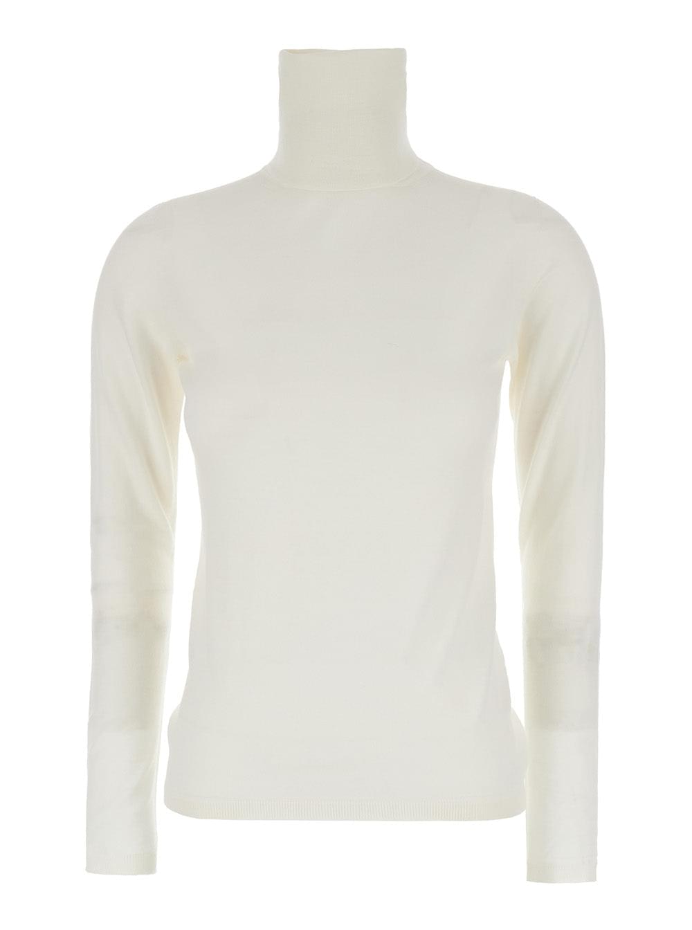 Max Mara Women White High Neck Sweater In Wool Woman