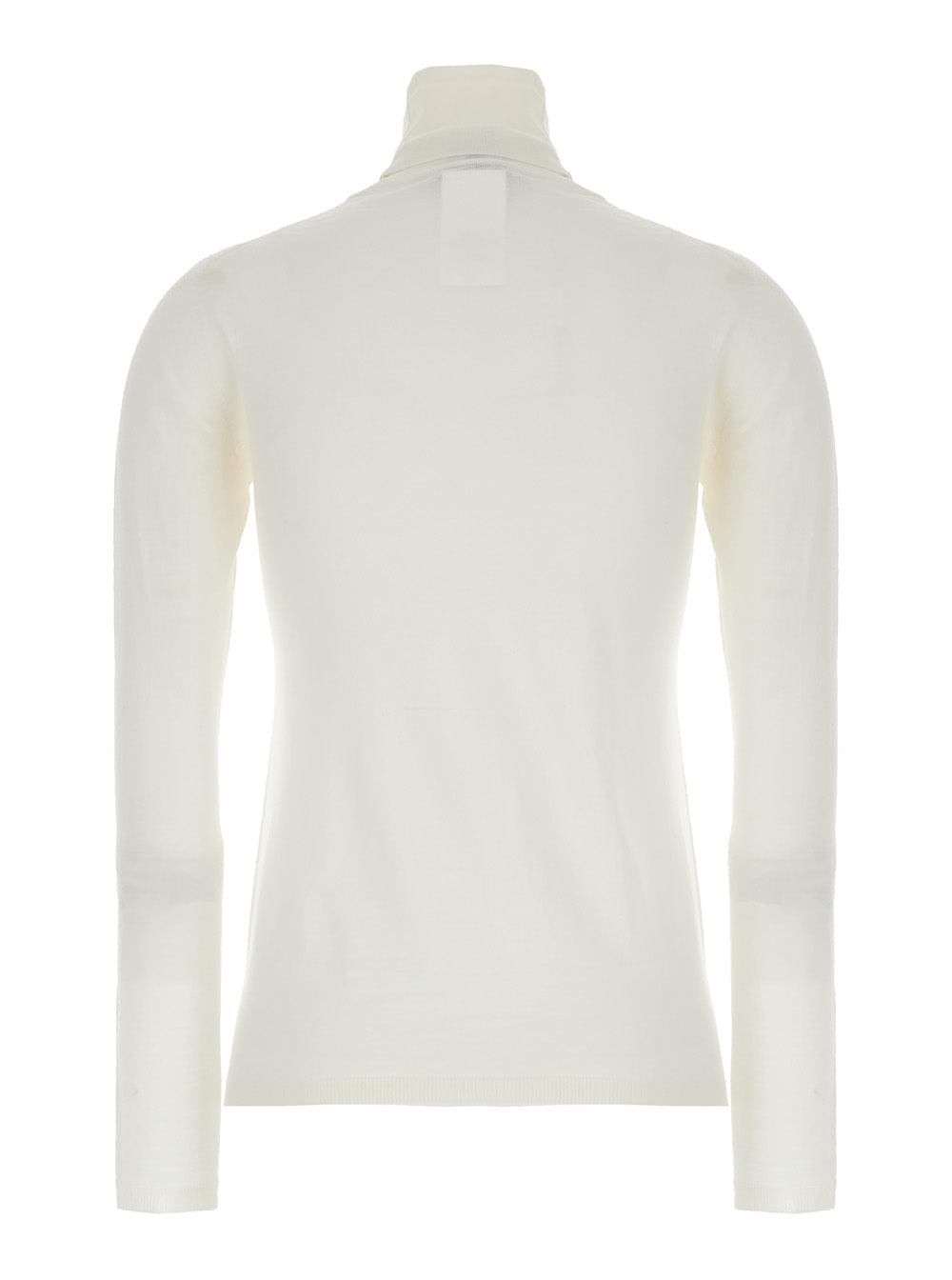 Max Mara Women White High Neck Sweater In Wool Woman