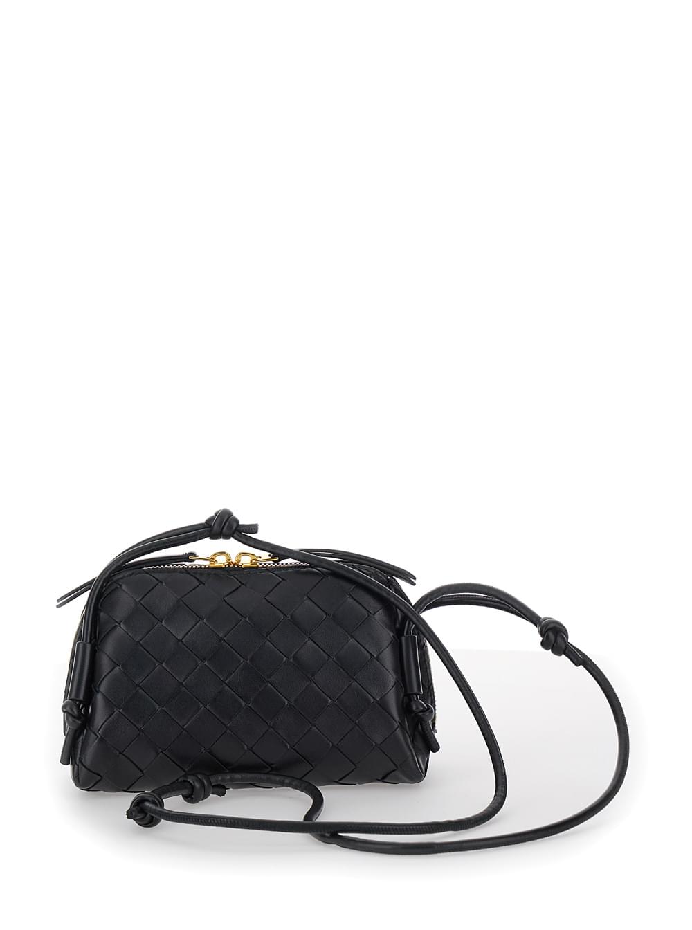 Bottega Veneta Women Crossbody Bag 'Concert' With Intreccio Motif In Black Leather For Women