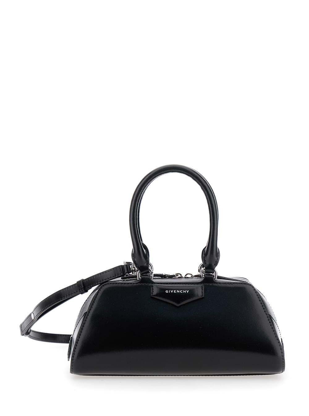 Givenchy Women Black Antigona East West' Mini Handbag With Adjustable And Removable Shoulder Strap And Logo Lettering On The Front In Leather For Women