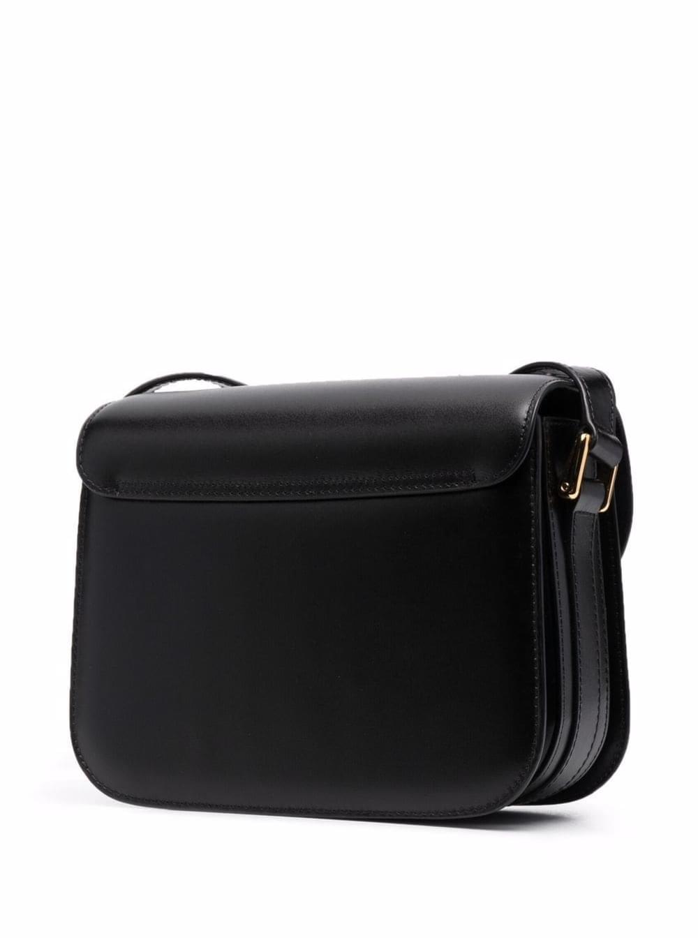 A.P.C. Women 'Grace' Black Small Crossbody Bag With Adjustable Strap And Logo Lettering Imprinted On The Front In Leather For Women