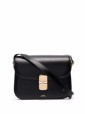 A.P.C. Women 'Grace' Black Small Crossbody Bag With Adjustable Strap And Logo Lettering Imprinted On The Front In Leather For Women