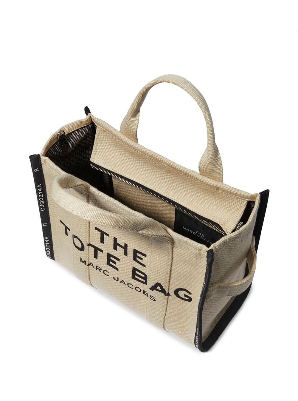 Marc Jacobs Women Handbag 'Small Tote' With Contrasting Embroidered Logo In Ecoleather And Polyester Beige Women