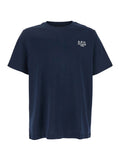 A.P.C. Men Blue Crew Neck T-Shirt With Embroidered Logo On Front In Cotton Man