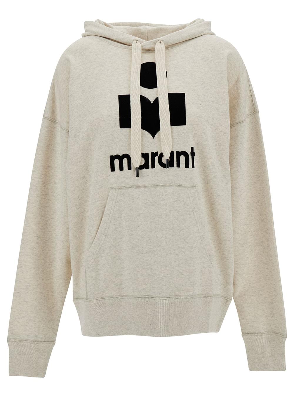 Isabel Marant Etoile Women Hooded Sweatshirt With Tone-On-Tone Logo Print In Cotton Blend White Women