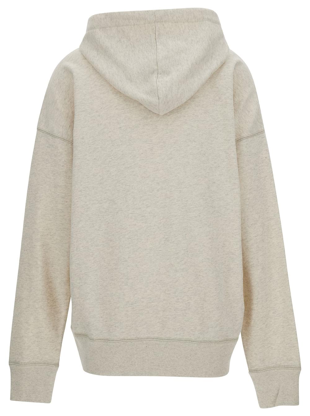 Isabel Marant Etoile Women Hooded Sweatshirt With Tone-On-Tone Logo Print In Cotton Blend White Women