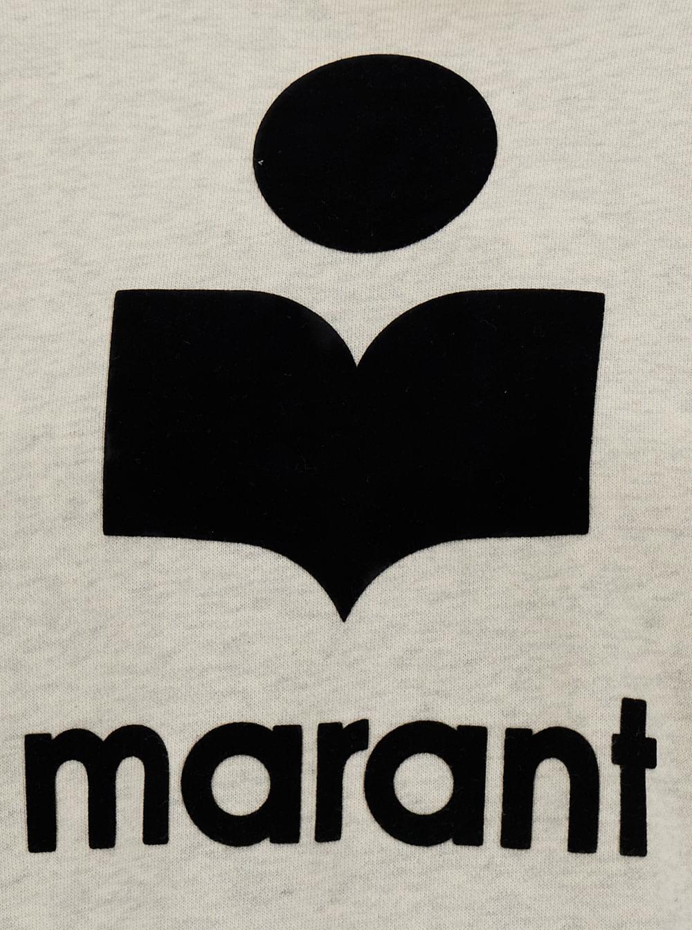Isabel Marant Etoile Women Hooded Sweatshirt With Tone-On-Tone Logo Print In Cotton Blend White Women