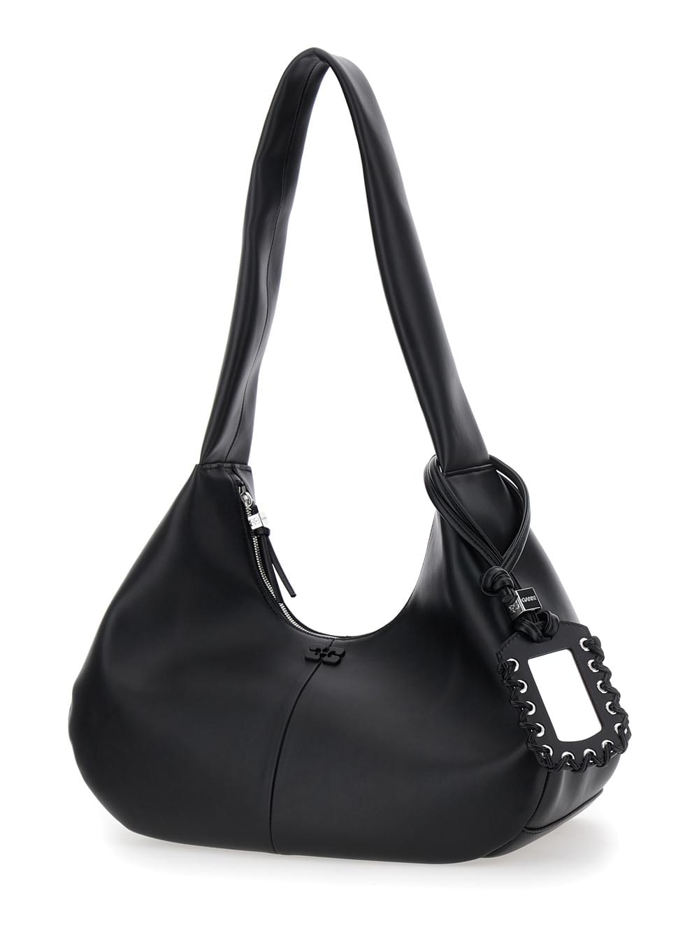 Ganni Women Shoulder Bag 'Bou Bag Hobo Medium' With Shoulder Strap And Removable Black Leather Logo Patch For Women