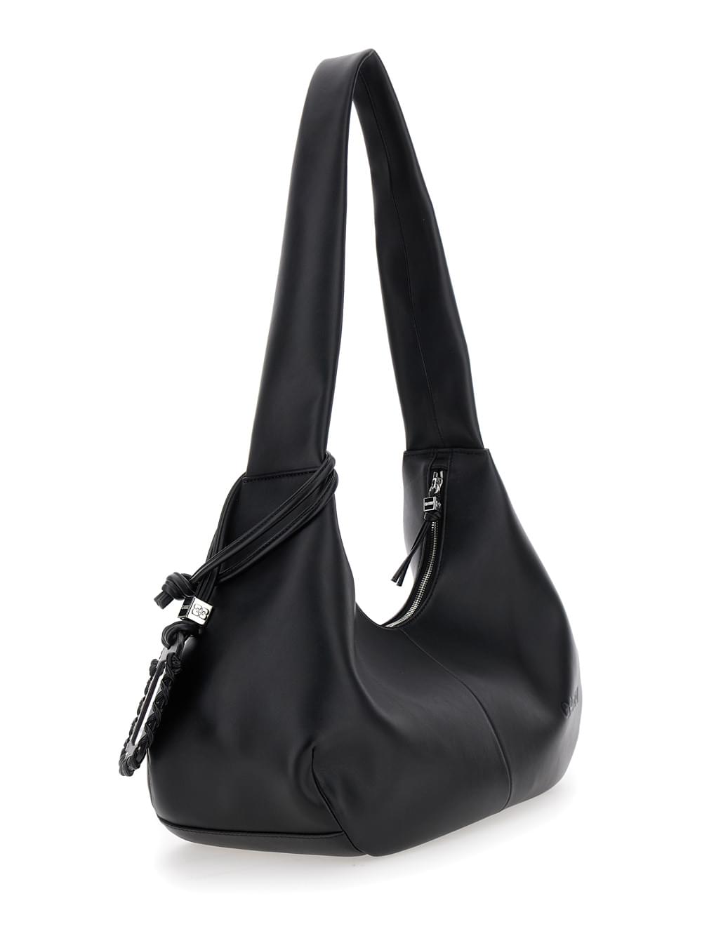 Ganni Women Shoulder Bag 'Bou Bag Hobo Medium' With Shoulder Strap And Removable Black Leather Logo Patch For Women