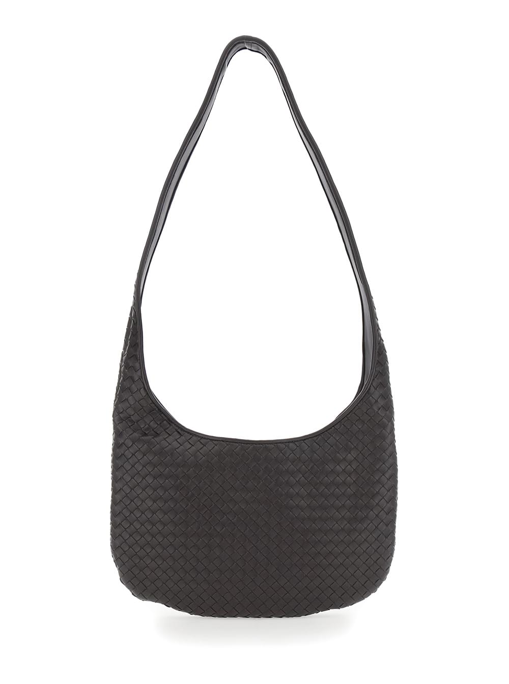 Bottega Veneta Men Brown  Crossbody Bag With Top Zip Closure And Intreccio Motif In Leather For Men