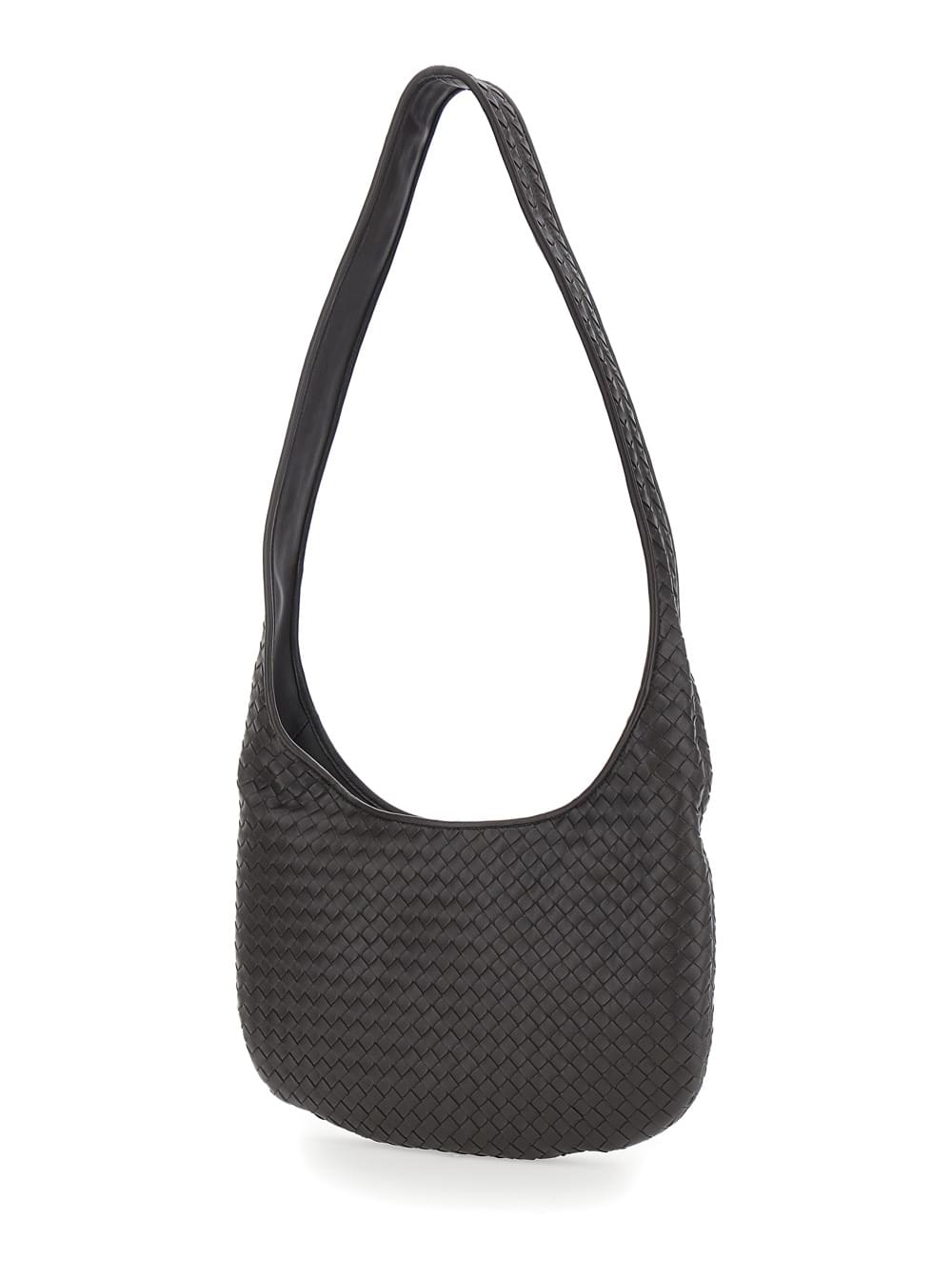 Bottega Veneta Men Brown  Crossbody Bag With Top Zip Closure And Intreccio Motif In Leather For Men