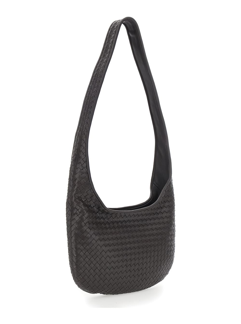 Bottega Veneta Men Brown  Crossbody Bag With Top Zip Closure And Intreccio Motif In Leather For Men