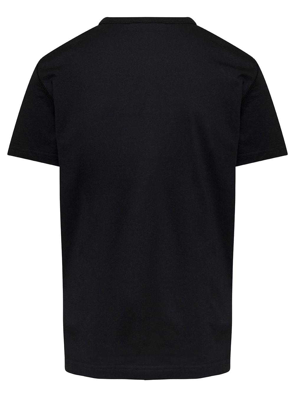 Dolce & Gabbana Men Black T-Shirt With Logo Tag Detail On The Front In Cotton Man
